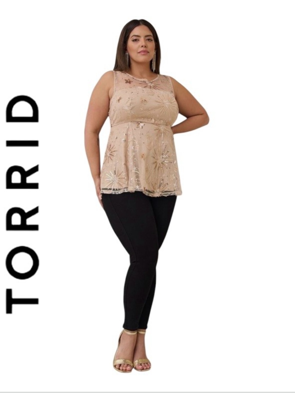 Torrid Embroidered Space Mesh Babydoll Crew Top Size 0/L/12 NWT